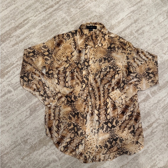 Guess by Marciano Tops - Guess by Marciano Brown Snakeskin Blouse